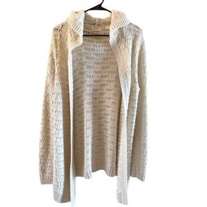 Sleeping On Snow Anthro Women's M Hooded Cardigan Cream Mohair Blend Knit